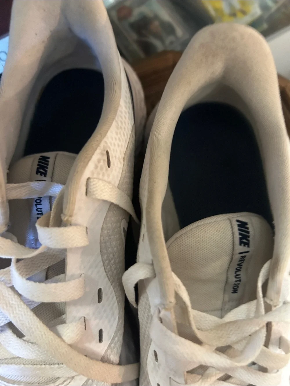Nike White and Gray Mesh Trainer Sneakers